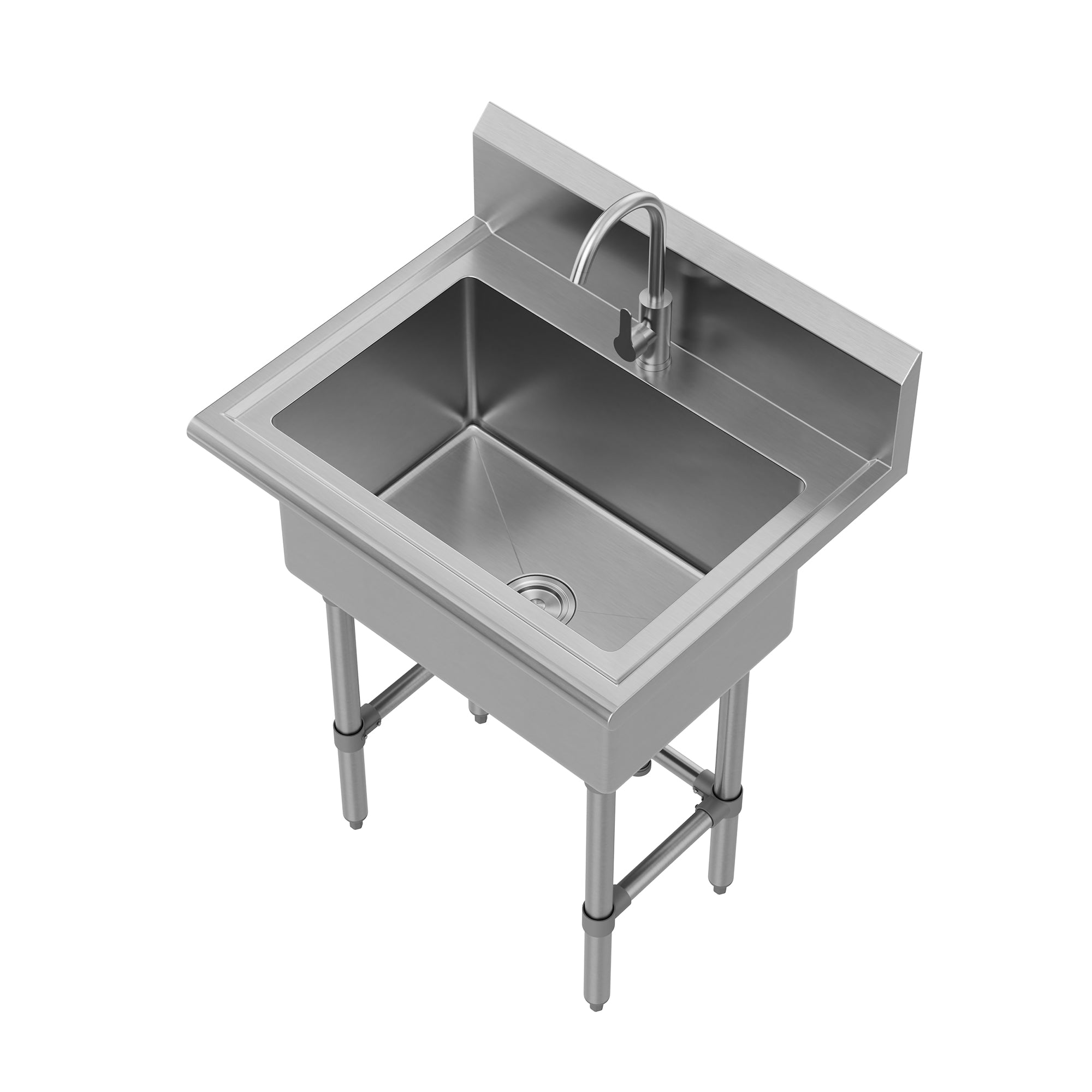 DeerValley DV-1US0550/551/552 Stainless Steel Utility Sink, Deep Basin & Freestanding X-Drain