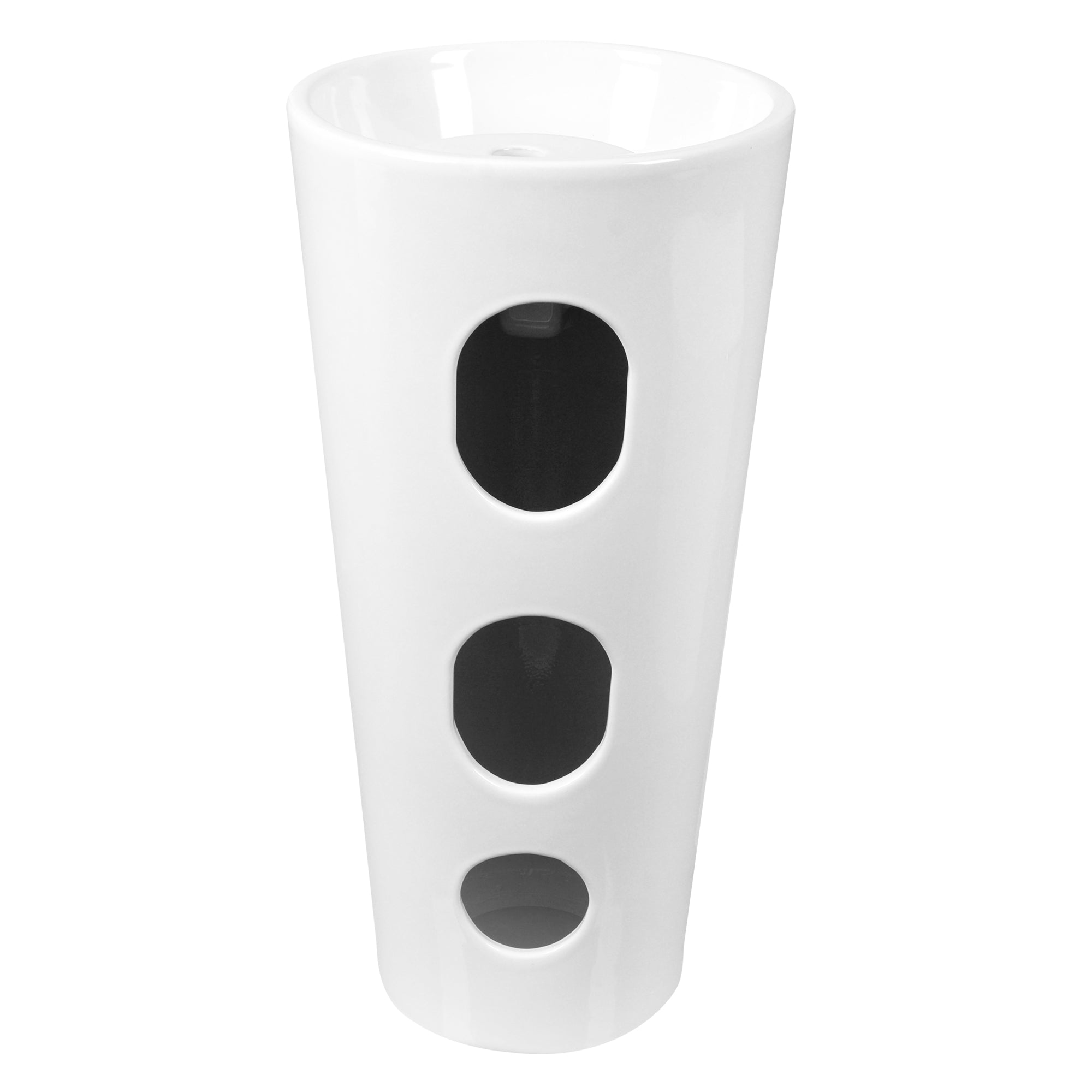 15.75" Round Pedestal Bathroom Sink, Overflow Hole