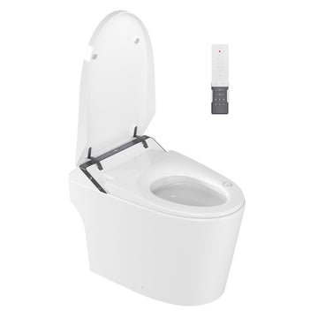 Smart Bidet Toilet with Auto Flush & Foam Shield Technology – Modern Tankless Smart Toilet with Bidet, Warm Air Dryer, Heated Seat & Night Light (Remote Included) - DV-1S0289 / DV-1S0289-V3