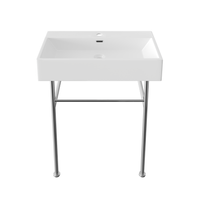 30" Rectangular Console Bathroom Sink, Single Faucet Hole
