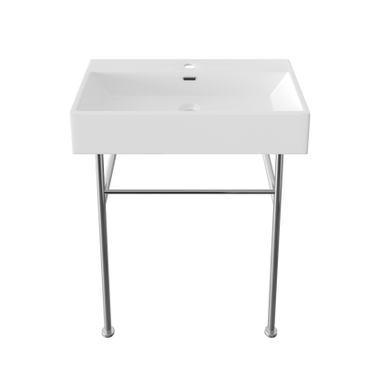 30" Rectangular Console Bathroom Sink, Single Faucet Hole