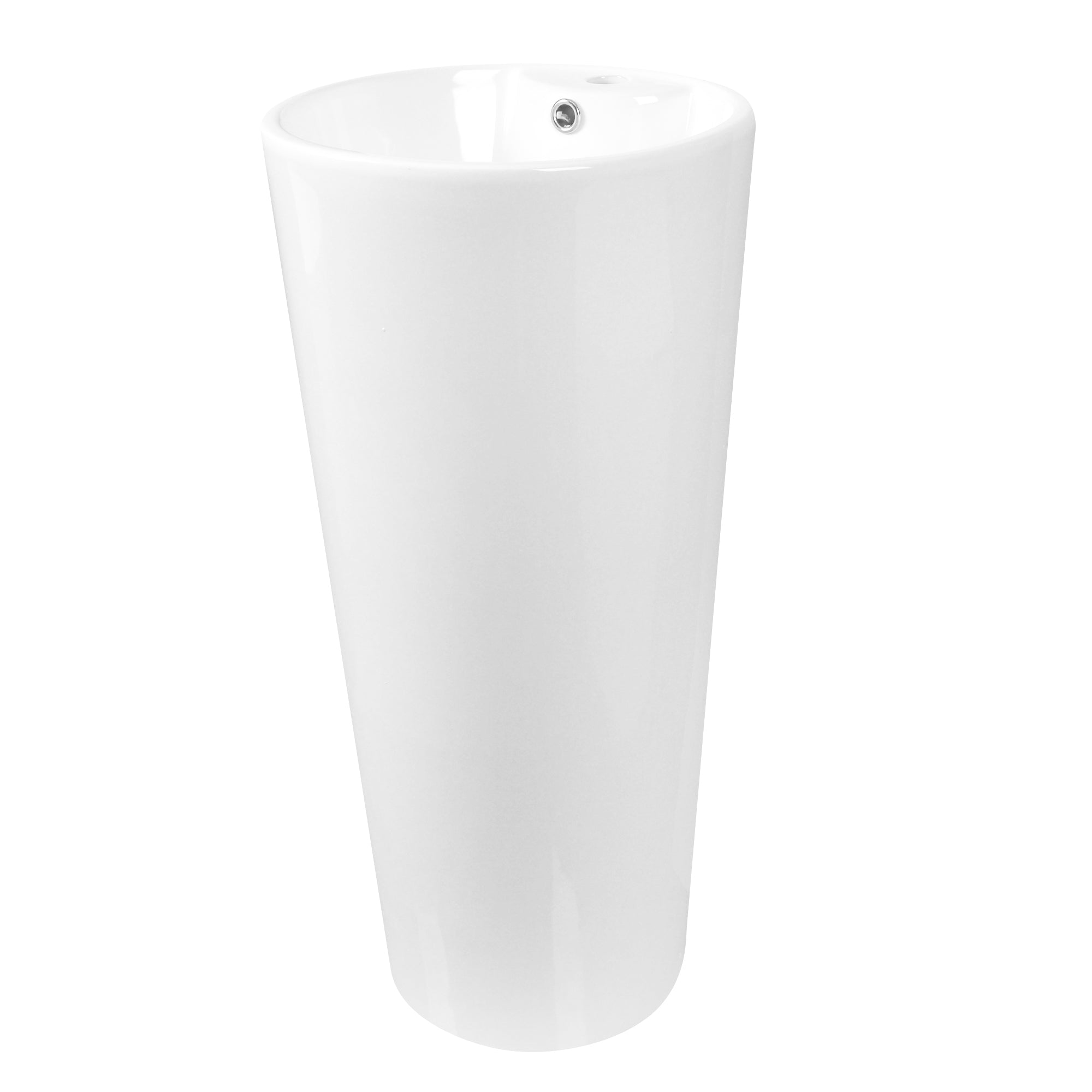 15.75" Round Pedestal Bathroom Sink, Overflow Hole