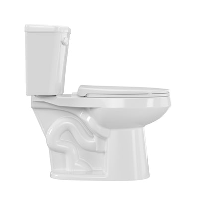 DeerValley DV-2F0386 17 in. ADA Chair Height Two-Piece Elongated Toilet, 1.28 GPF Single Flush, MaP 1000g, Soft-Close Seat, White