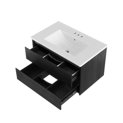 DeerValley DV-1BV0600W Shaker Bathroom Vanity, Integrated Sink & Space-Saving