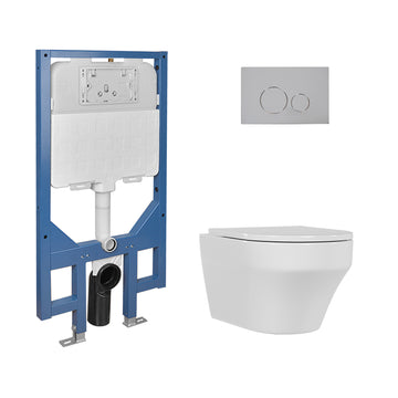 2-Piece Toilet Elongated Dual-Flush Wall Mounted Toilet With Concealed In-Wall Tank (Seat Included) - DV-1F00292-CF/DV-1F0292