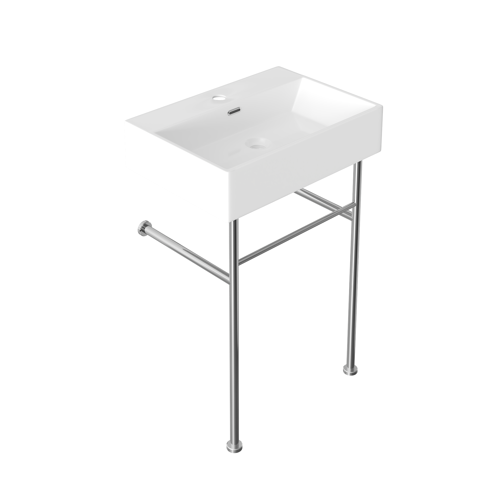 24" Rectangular Console Bathroom Sink, Single Faucet Hole