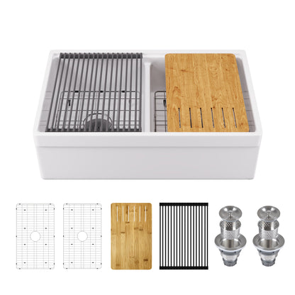 32.87" L x 20" W Rectangular Workstation Farmhouse Kitchen Sink, Easy-Cleaning With Multiple Colors