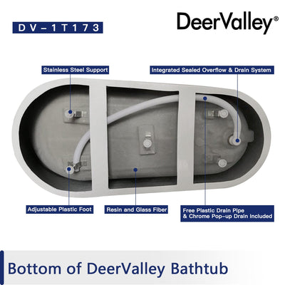 DeerValley Bath DeerValley DV-1T173 Prism 67" x 29" Freestanding Soaking Acrylic Bathtub