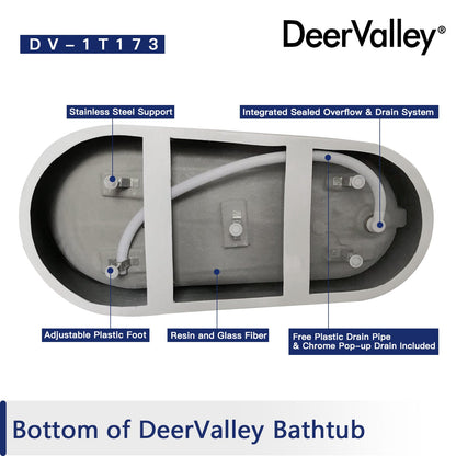 DeerValley Bath DeerValley DV-1T173 Prism 67" x 29" Freestanding Soaking Acrylic Bathtub