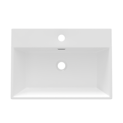 24" Rectangular Console Bathroom Sink, Single Faucet Hole