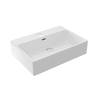 24" Rectangular Console Bathroom Sink, Single Faucet Hole