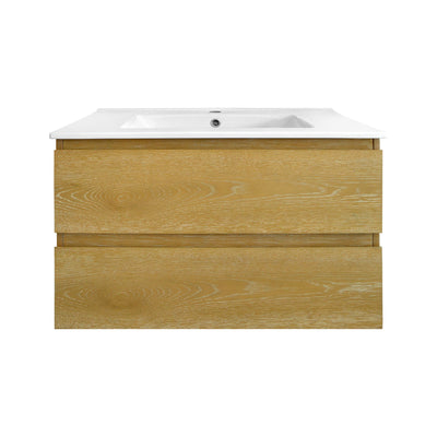 30" Rectangular Bathroom Vanity, with Ceramic Sink Wall-Mounting