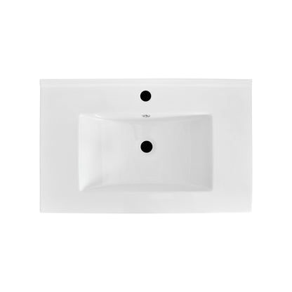 30" Rectangular Bathroom Vanity, with Ceramic Sink Wall-Mounting