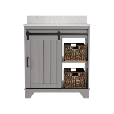 Deervalley DV-1BV0153GY 30" Rectangular Bathroom Vanity, with Ceramic Sink Top Set-up