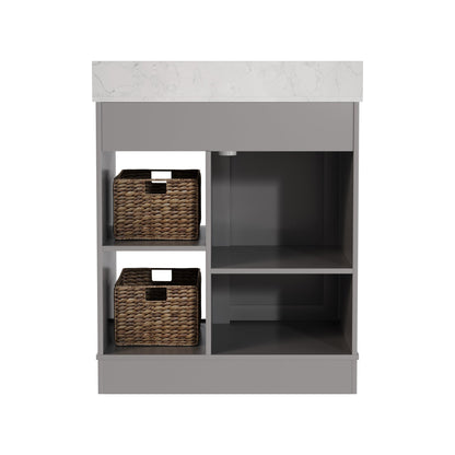 30" Rectangular Bathroom Vanity, with Ceramic Sink Top Set-up