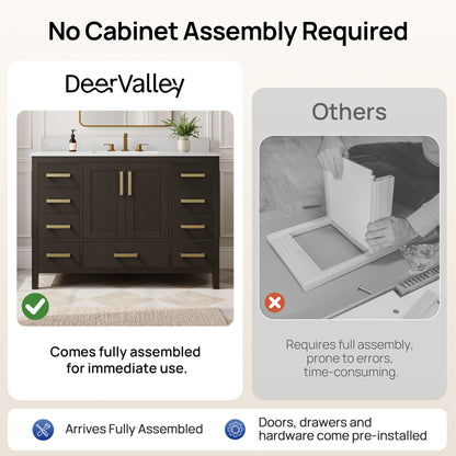 DeerValley DV-1BV0156BO03 Bathroom Vanity, Fully Assembled & 9-Drawer Storage