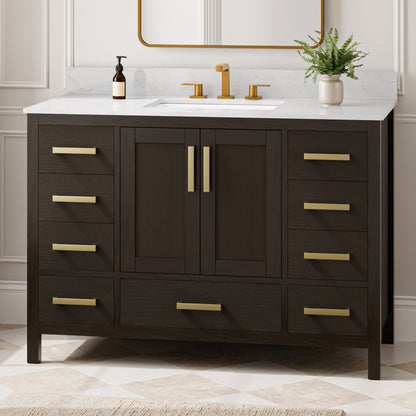 DeerValley DV-1BV0156BO03 Bathroom Vanity, Fully Assembled & 9-Drawer Storage