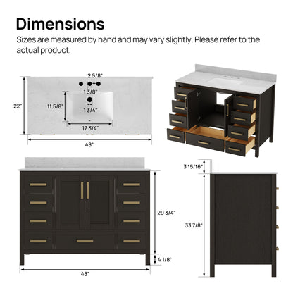 DeerValley DV-1BV0156BO03 Bathroom Vanity, Fully Assembled & 9-Drawer Storage