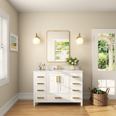 DeerValley DV-1BV0156W 48" Rectangular Bathroom Vanity, with Ceramic Sink Top Set-up