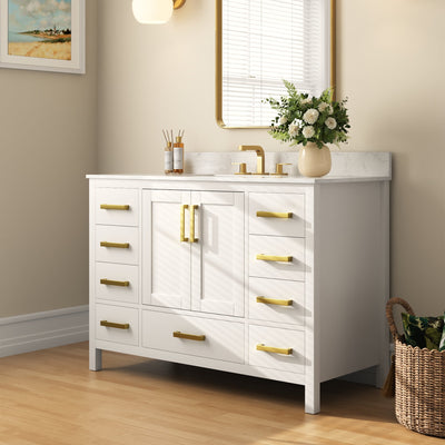 DeerValley DV-1BV0156W 48" Rectangular Bathroom Vanity, with Ceramic Sink Top Set-up