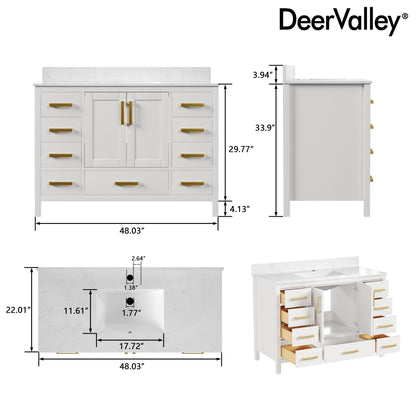 48" Rectangular Bathroom Vanity, with Ceramic Sink Top Set-up