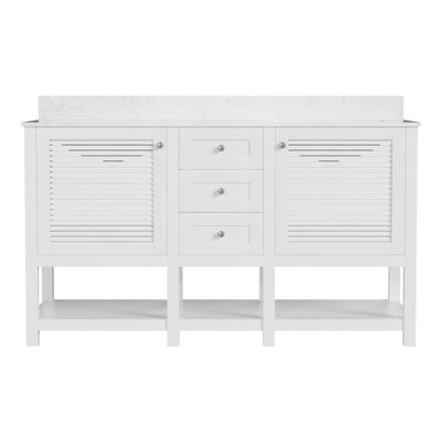 60" Rectangular Bathroom Vanity, with Ceramic Sink Top Set-up