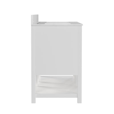 60" Rectangular Bathroom Vanity, with Ceramic Sink Top Set-up