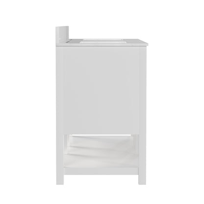 60" Rectangular Bathroom Vanity, with Ceramic Sink Top Set-up