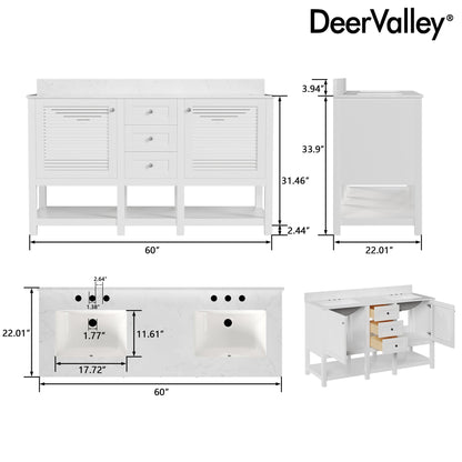 60" Rectangular Bathroom Vanity, with Ceramic Sink Top Set-up