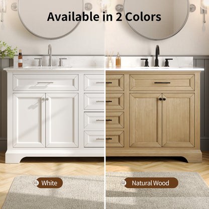 DeerValley DV-1BV0158NW Double Sink Vanity, Natural Oak Soft-Close Drawers & Doors, 72-in Pre-assembled