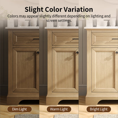 DeerValley DV-1BV0158NW Double Sink Vanity, Natural Oak Soft-Close Drawers & Doors, 72-in Pre-assembled