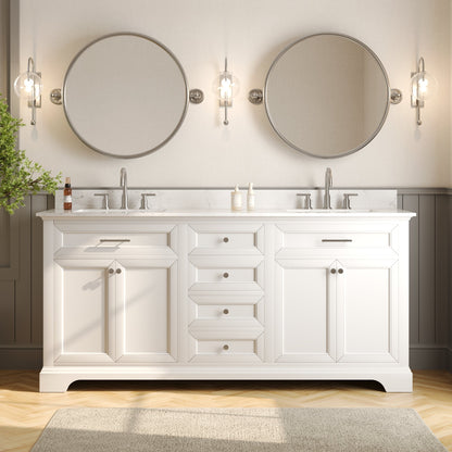 72" Rectangular Bathroom Vanity, with Ceramic Sink Top Set-up