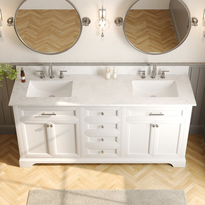 72" Rectangular Bathroom Vanity, with Ceramic Sink Top Set-up