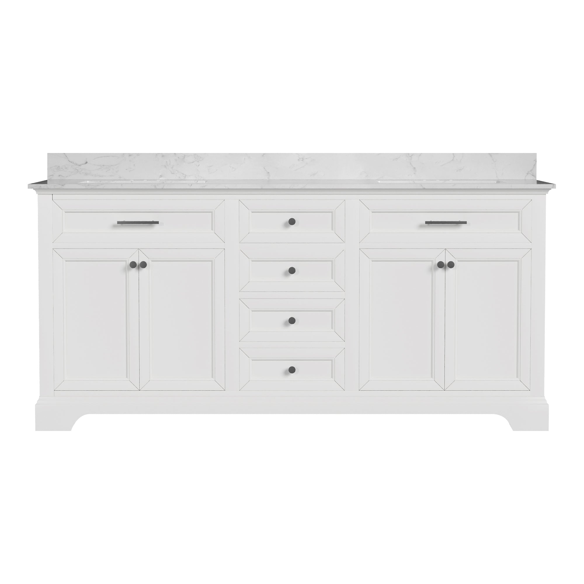 72" Rectangular Bathroom Vanity, with Ceramic Sink Top Set-up