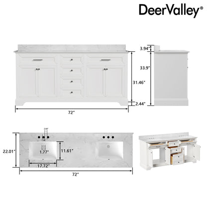 72" Rectangular Bathroom Vanity, with Ceramic Sink Top Set-up
