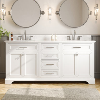 DeerValley DV-1BV0158W Bathroom Vanities 72-Inch Dual Sink Soft-Close Storage