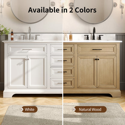 DeerValley DV-1BV0158W Bathroom Vanities 72-Inch Dual Sink Soft-Close Storage