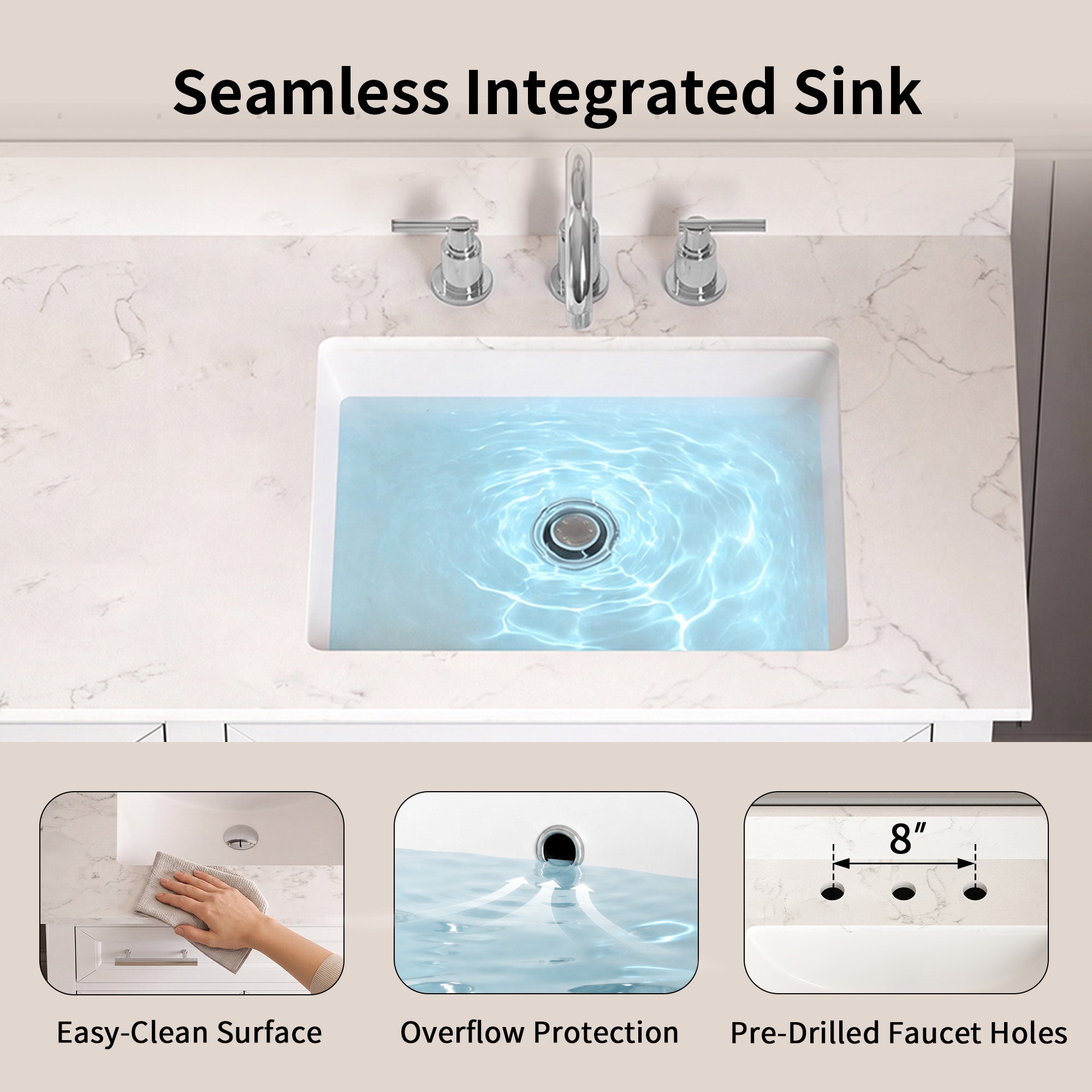 DeerValley DV-1BV0158W Bathroom Vanities 72-Inch Dual Sink Soft-Close Storage
