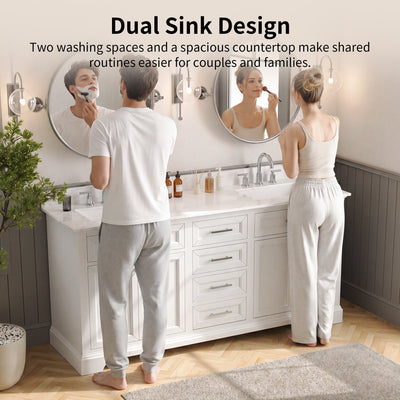 DeerValley DV-1BV0158W Bathroom Vanities 72-Inch Dual Sink Soft-Close Storage