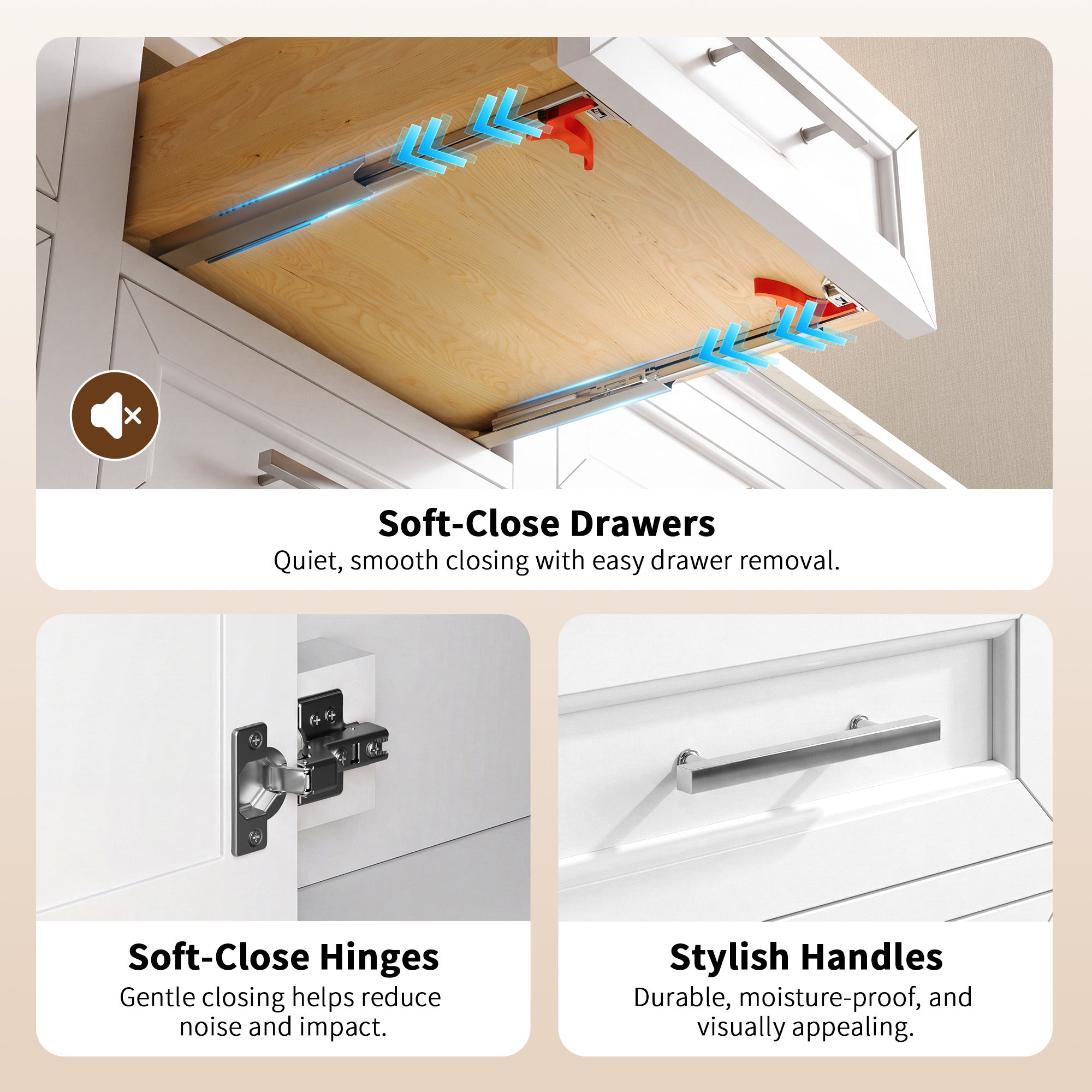 DeerValley DV-1BV0158W Bathroom Vanities 72-Inch Dual Sink Soft-Close Storage