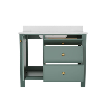 DeerValley DV-1BV0451NW/VG 42" Fully Assembled Single Bathroom Vanity with Artificial Marble Top, Natural Wood