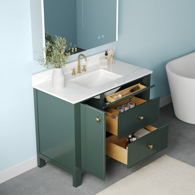 DeerValley DV-1BV0451NW/VG 42" Fully Assembled Single Bathroom Vanity with Artificial Marble Top, Natural Wood