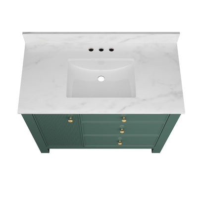 DeerValley DV-1BV0451NW/VG 42" Fully Assembled Single Bathroom Vanity with Artificial Marble Top, Natural Wood