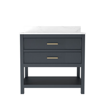 DeerValley Bath DV-1BV0452GN/BU 36" Fully Assembled Single Bathroom Vanity with Artificial Marble Top, Green&Blue