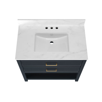 DeerValley Bath DV-1BV0452GN/BU 36" Fully Assembled Single Bathroom Vanity with Artificial Marble Top, Green&Blue