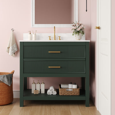DeerValley Bath DV-1BV0452GN/BU 36" Fully Assembled Single Bathroom Vanity with Artificial Marble Top, Green&Blue