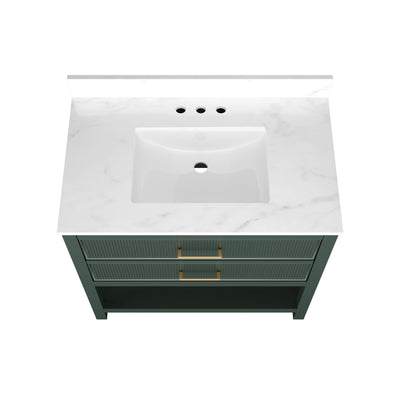 DeerValley Bath DV-1BV0452GN/BU 36" Fully Assembled Single Bathroom Vanity with Artificial Marble Top, Green&Blue