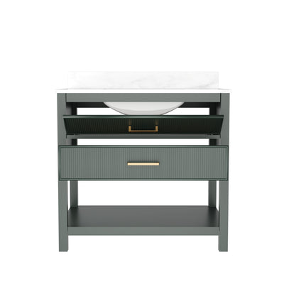 DeerValley Bath DV-1BV0452GN/BU 36" Fully Assembled Single Bathroom Vanity with Artificial Marble Top, Green&Blue