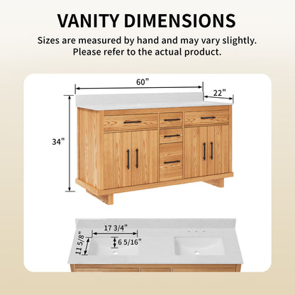 DeerValley DV-1BV0520W/DV-1BV0520NW 60" Fully Assembled Double Bathroom Vanity with Engineered Marble Top, White