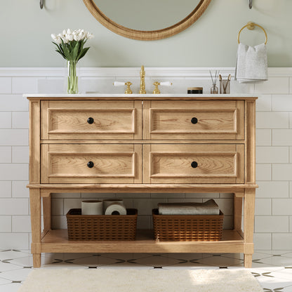 DeerValley DV-1BV0540W/NW/GN 48-inch fully assembled single vanity unit with artificial marble countertop, available in three colors.